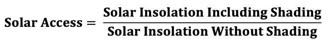 Image of potential solar zone and area shaded by neighboring building.