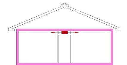 figure showing ducts in conditioned space using a dropped ceiling