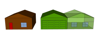 ADU Graphic Addition: Newly constructed ADU on top of existing detached garage or side-by-side with existing detached garage

